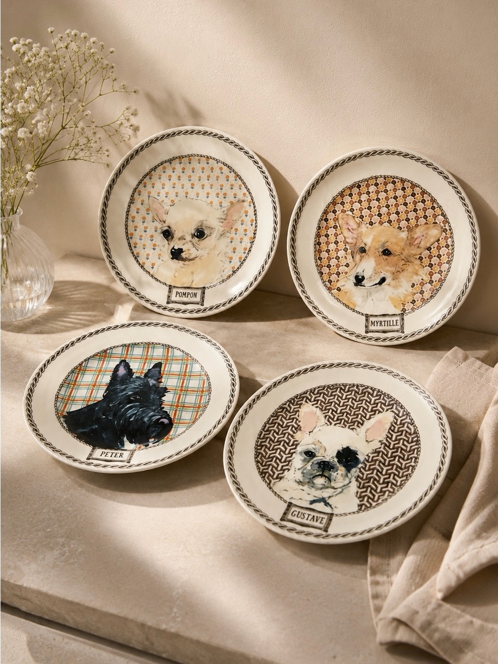 Anthropologie Small Desert Plate - Bull dog